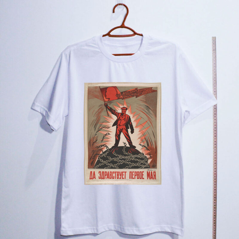 camiseta Primeiro de maio por Lenin branca