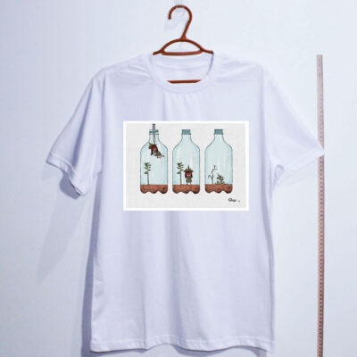 Camiseta Oversized - Indígena na garrafa por cartunista das cavernas