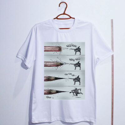 Camiseta Oversized - Lápis x Arma por cartunista das cavernas