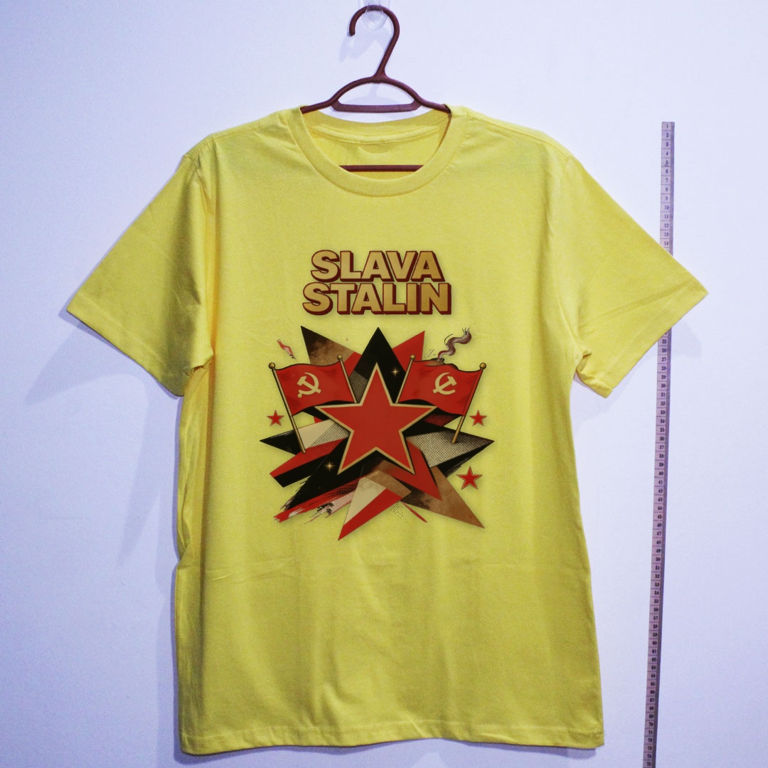 Camiseta_algodao_amarelo_que_isso_camarada_-_Slava-Stalin | Slava-Stalin