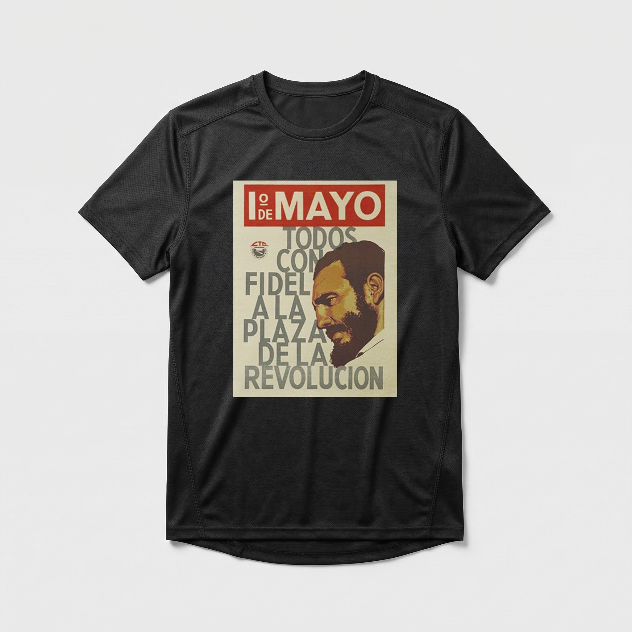 Camiseta_dry_fit_preto_que_isso_camarada_-_1o_de_Maio_Todos_com_Fidel_na_Praca_da_Revolucao | Todos com Fidel na Praça da Revolução