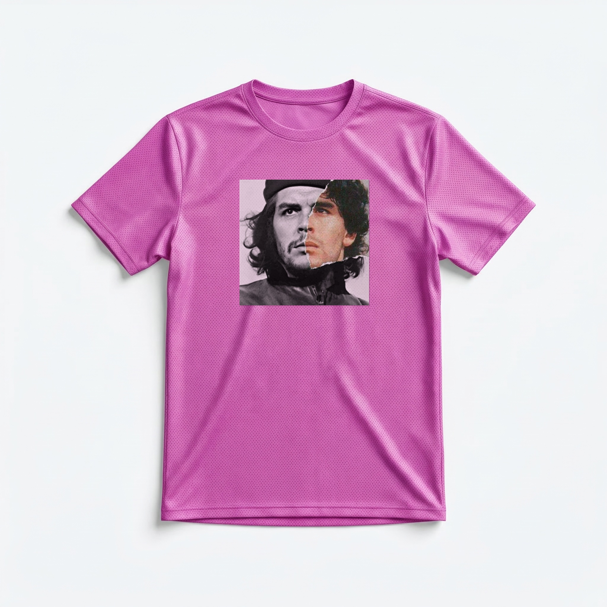 Camiseta_dry_fit_rosa_que_isso_camarada_-_Che_e_Maradona_-_Duas_Lendas | Che e Maradona - Duas Lendas