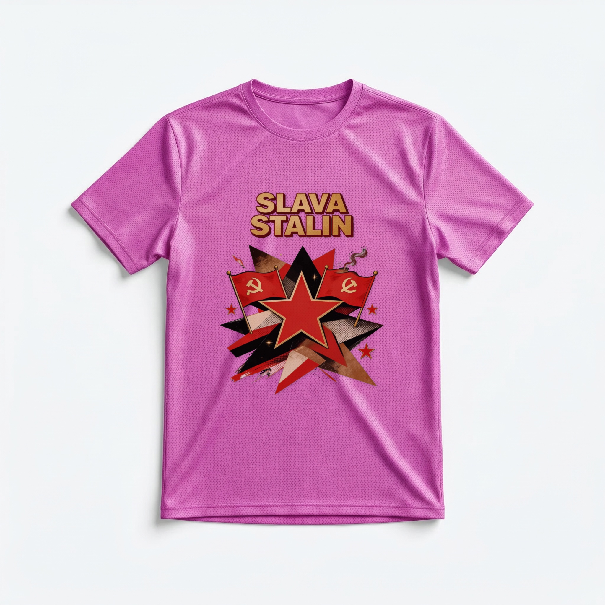 Camiseta_dry_fit_rosa_que_isso_camarada_-_Slava-Stalin | Slava-Stalin