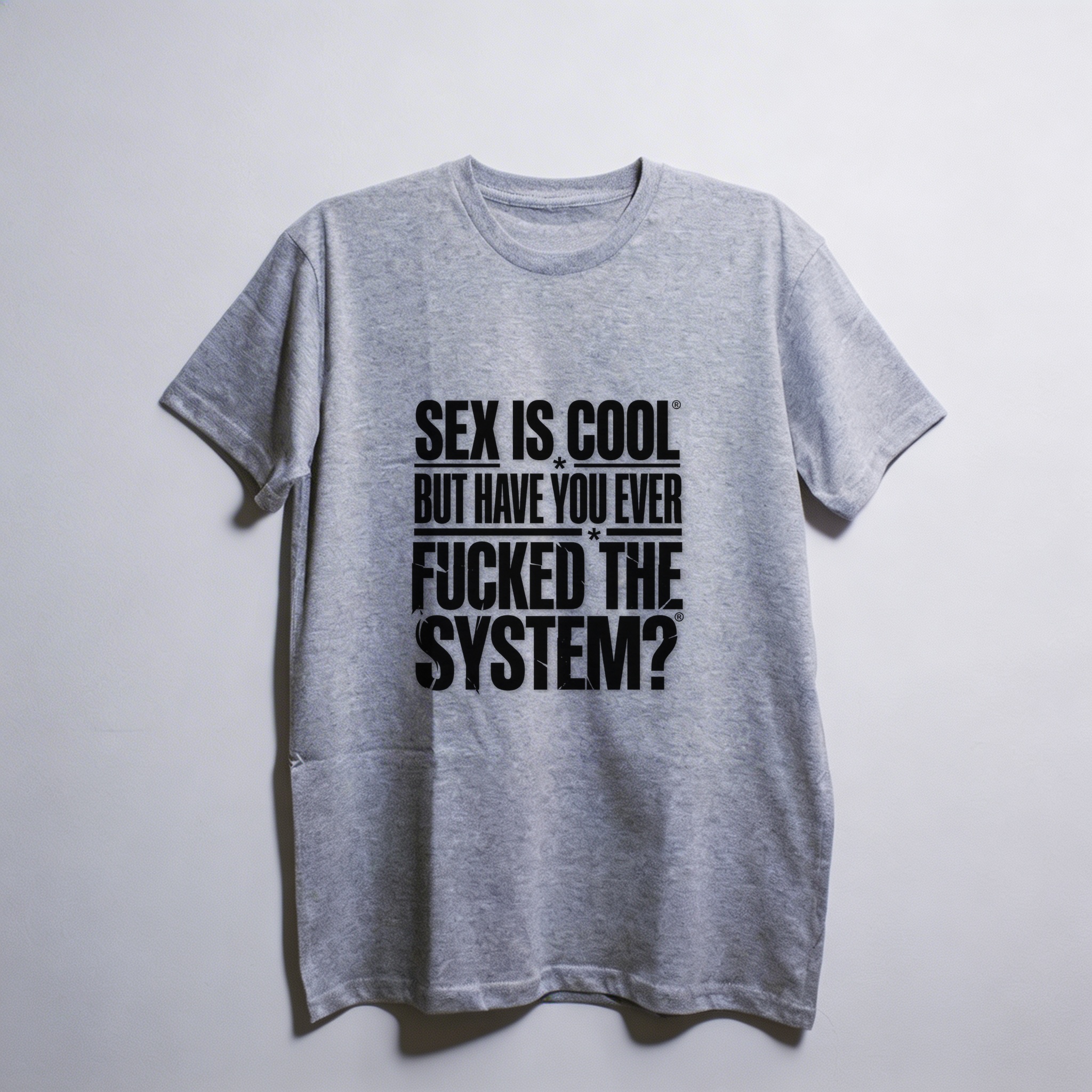 Camiseta_oversized_cinza_claro_que_isso_camarada_-_Sex_is_cool_but_have_you_ever_fucked_the_system | Sex is cool but have you ever fucked the system?