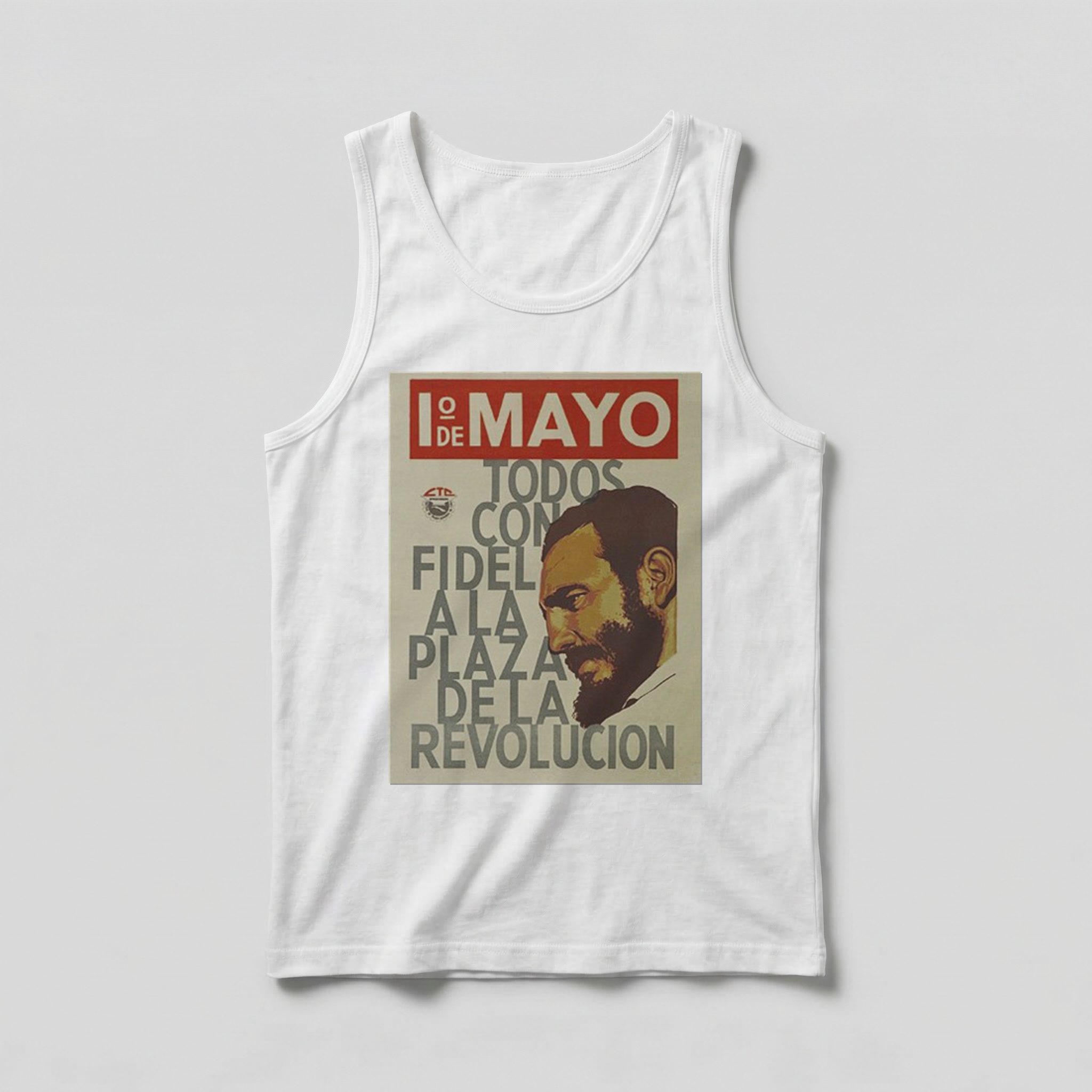 Camiseta_regata_branco_que_isso_camarada_-_1o_de_Maio_Todos_com_Fidel_na_Praca_da_Revolucao | Todos com Fidel na Praça da Revolução