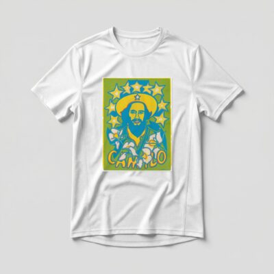 Camiseta_dry_fit_branco_que_isso_camarada_-_Camilo_Cienfuegos_pop_art | Camilo Cienfuegos pop art