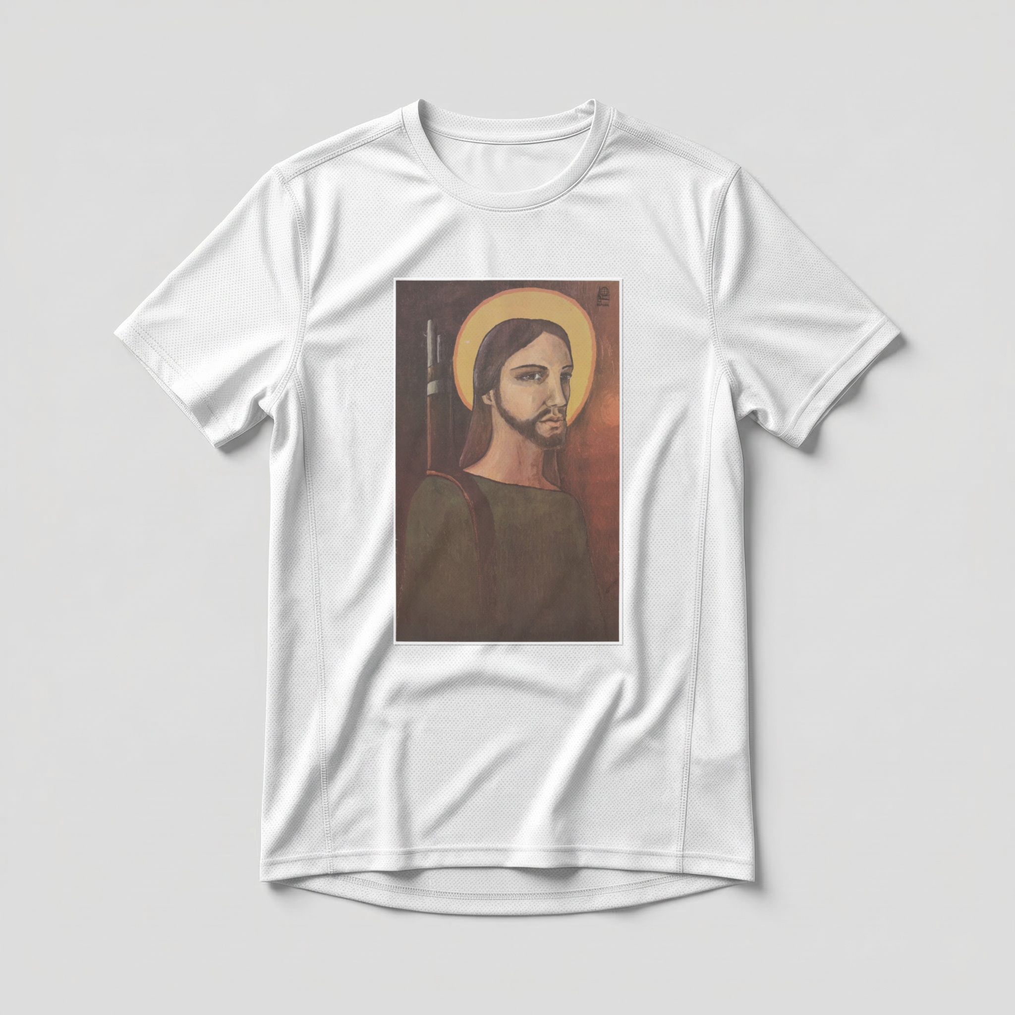Camiseta_dry_fit_branco_que_isso_camarada_-_Cristo_revolucionario | Cristo revolucionário