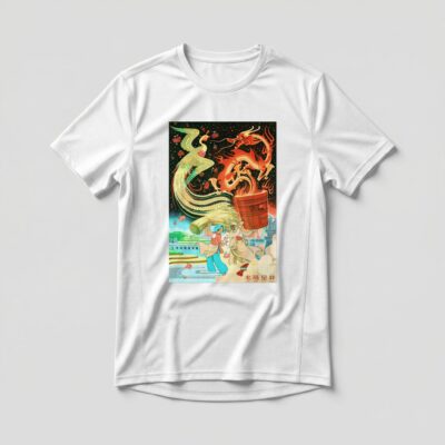 Camiseta_dry_fit_branco_que_isso_camarada_-_O_dragao_e_a_fenix_trazem_prosperidade | O dragão e a fênix trazem prosperidade