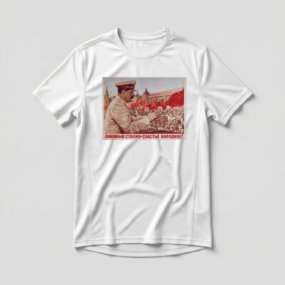 Camiseta_dry_fit_branco_que_isso_camarada_-_Stalin_e_a_felicidade_do_povo | Stálin é a felicidade do povo