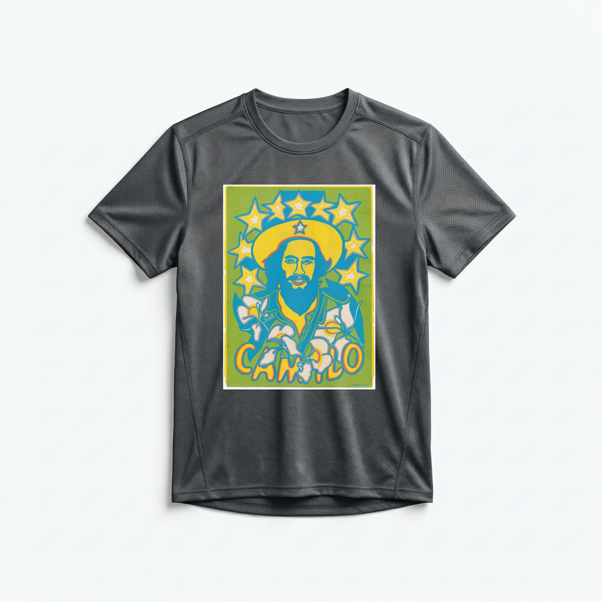 Camiseta_dry_fit_chumbo_que_isso_camarada_-_Camilo_Cienfuegos_pop_art | Camilo Cienfuegos pop art