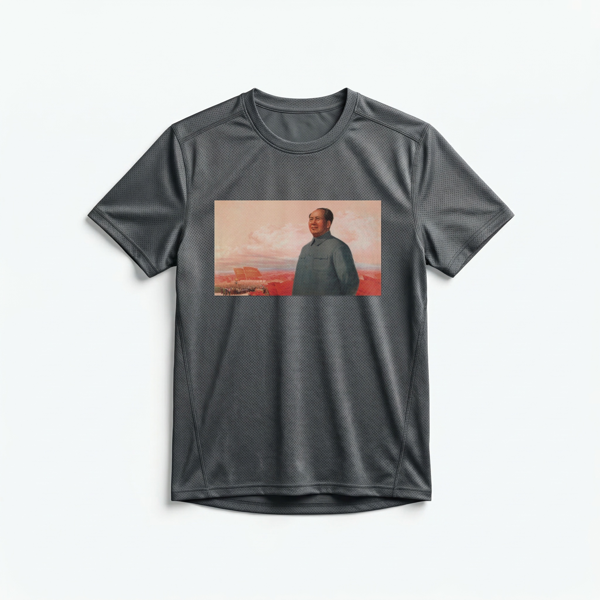 Camiseta_dry_fit_chumbo_que_isso_camarada_-_Siga_de_perto_o_grande_lider_Mao_e_avance_com_coragem | Siga de perto o grande líder Mao e avance com coragem