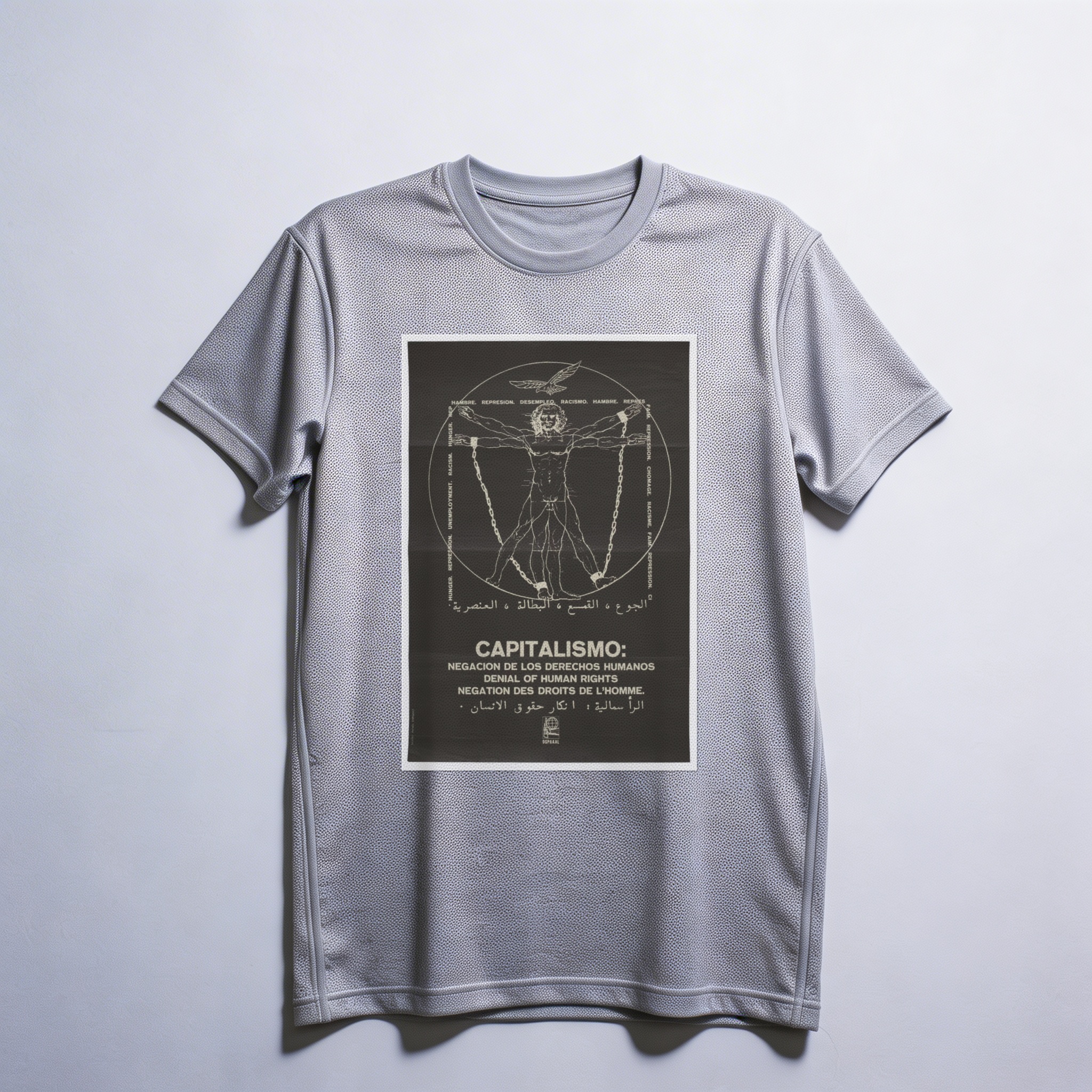 Camiseta_dry_fit_cinza_claro_que_isso_camarada_-_Capitalismo_negacao_dos_direitos_humanos | Capitalismo: negação dos direitos humanos