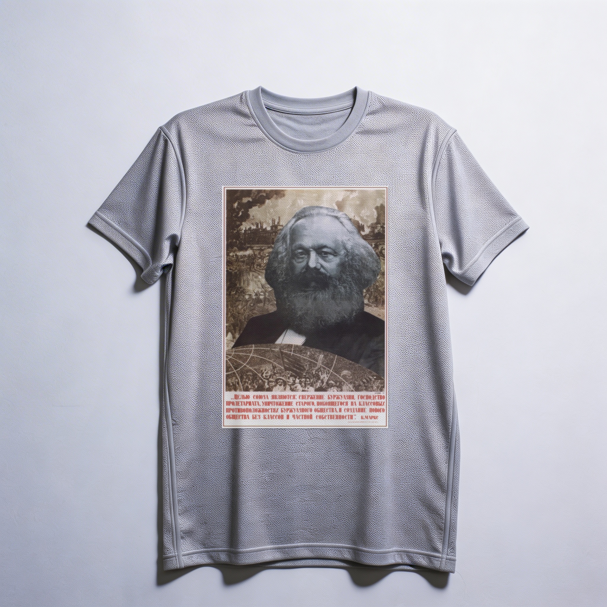 Camiseta_dry_fit_cinza_claro_que_isso_camarada_-_Citacao_de_Karl_Marx_sobre_sociedade_de_classes | Citação de Karl Marx sobre sociedade de classes