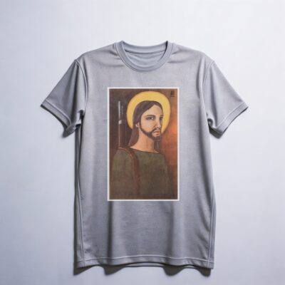 Camiseta_dry_fit_cinza_claro_que_isso_camarada_-_Cristo_guerrilheiro_-_Alfredo_Rostgaard_1969 | Cristo guerrilheiro - Alfredo Rostgaard 1969