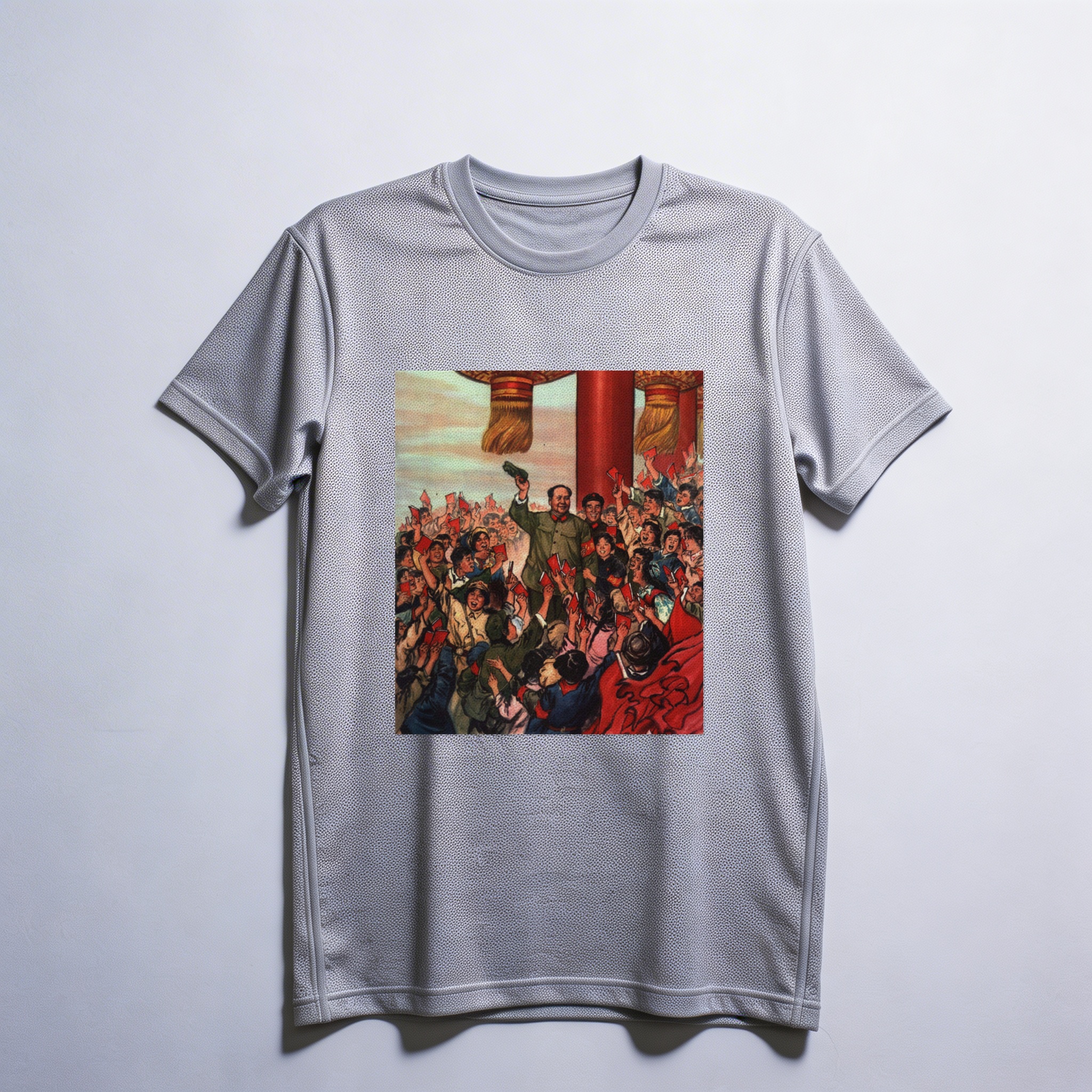 Camiseta_dry_fit_cinza_claro_que_isso_camarada_-_O_sol_mais_vermelho_em_nosso_coracao | O sol mais vermelho em nosso coração