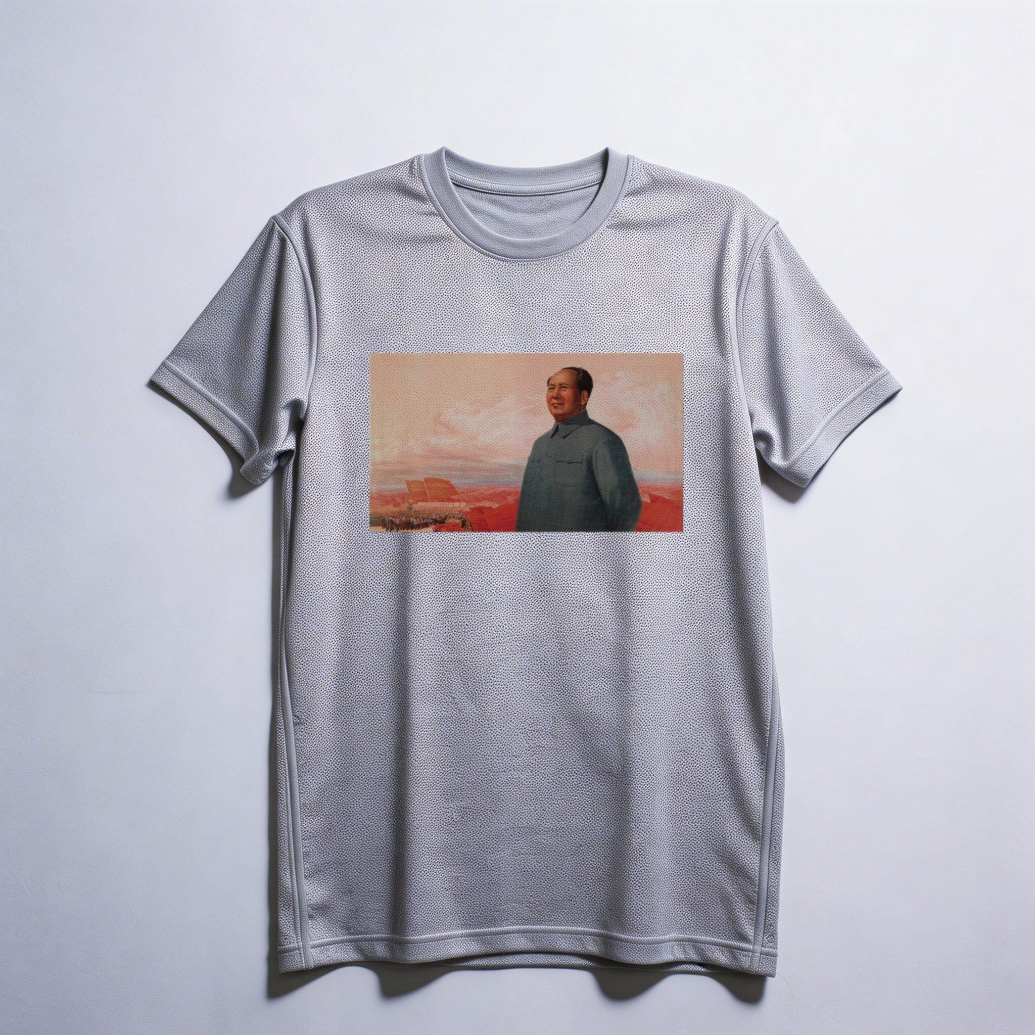 Camiseta_dry_fit_cinza_claro_que_isso_camarada_-_Siga_de_perto_o_grande_lider_Mao_e_avance_com_coragem | Siga de perto o grande líder Mao e avance com coragem