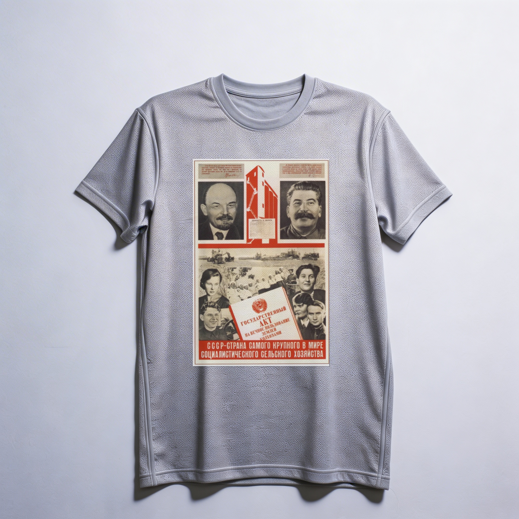 Camiseta_dry_fit_cinza_claro_que_isso_camarada_-_URSS_-_maior_agricultura_socialista_do_mundo | URSS - maior agricultura socialista do mundo