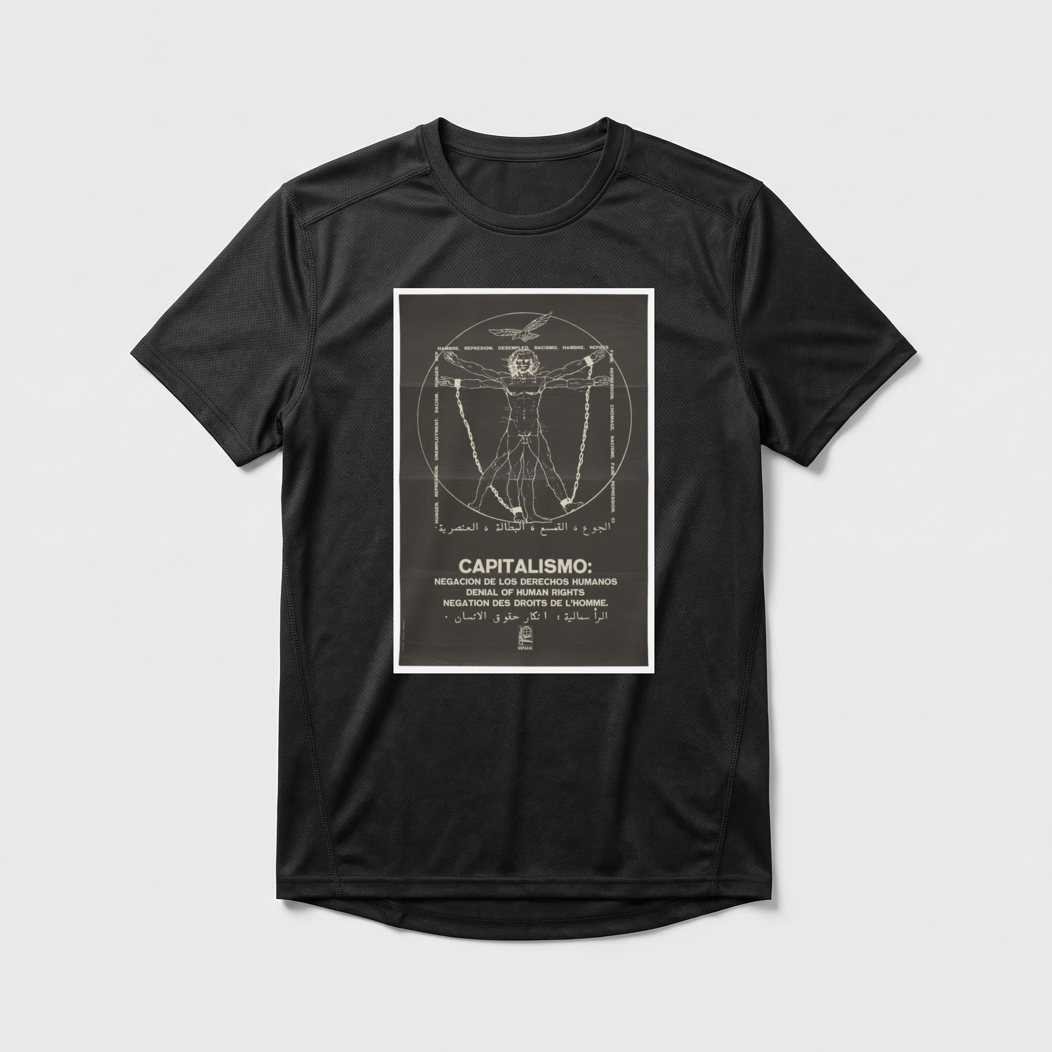 Camiseta_dry_fit_preto_que_isso_camarada_-_Capitalismo_negacao_dos_direitos_humanos | Capitalismo: negação dos direitos humanos