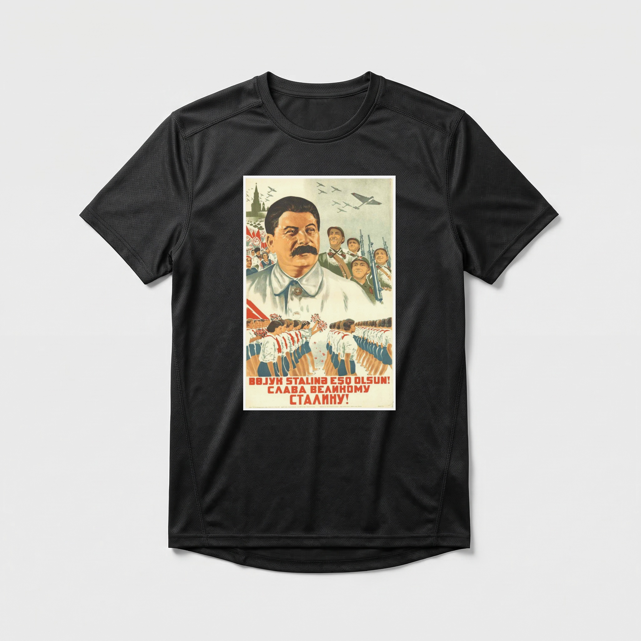 Camiseta_dry_fit_preto_que_isso_camarada_-_Gloria_ao_grande_Stalin | Glória ao grande Stalin