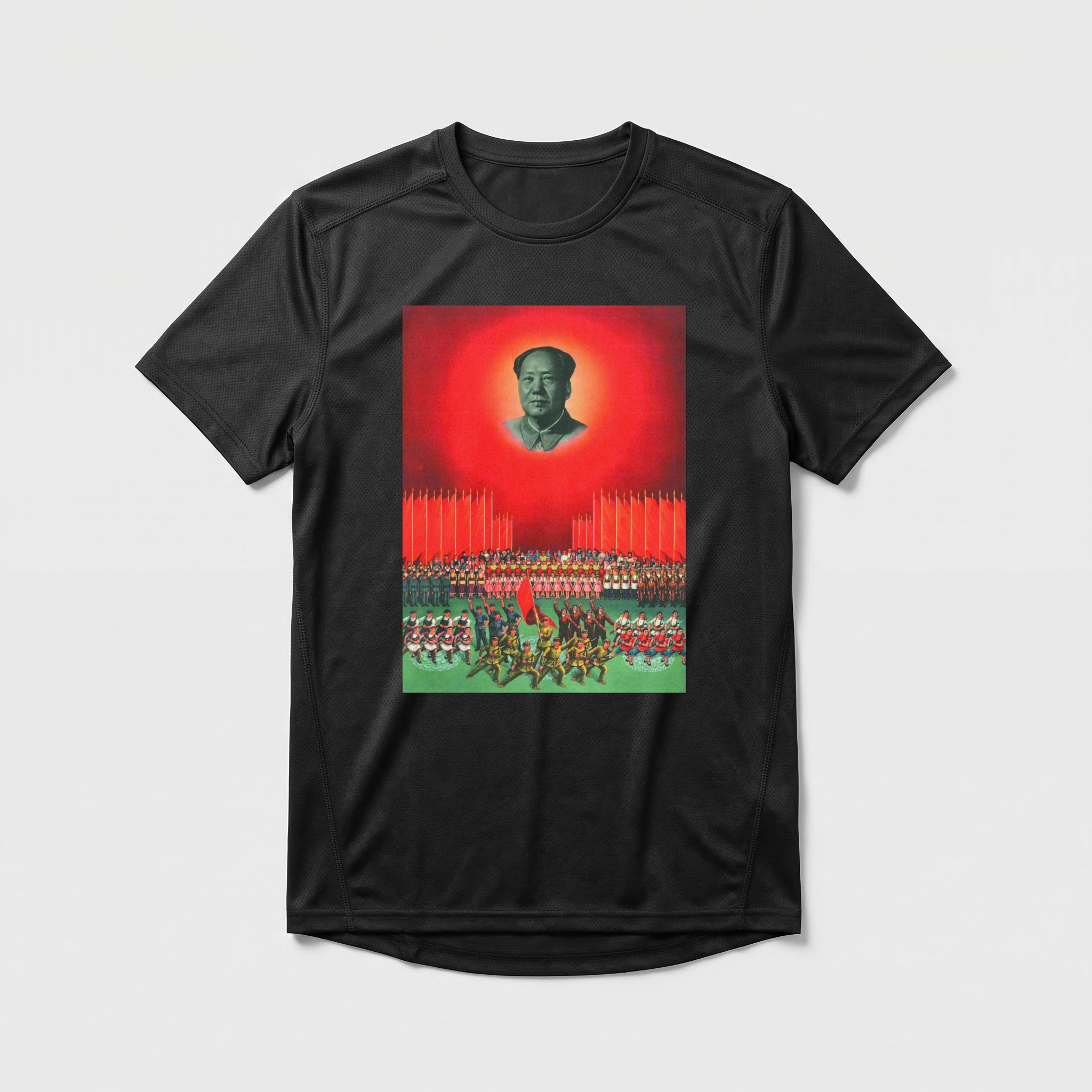 Camiseta_dry_fit_preto_que_isso_camarada_-_Mao_Zedong_e_o_sol_vermelho | Mao Zedong e o sol vermelho