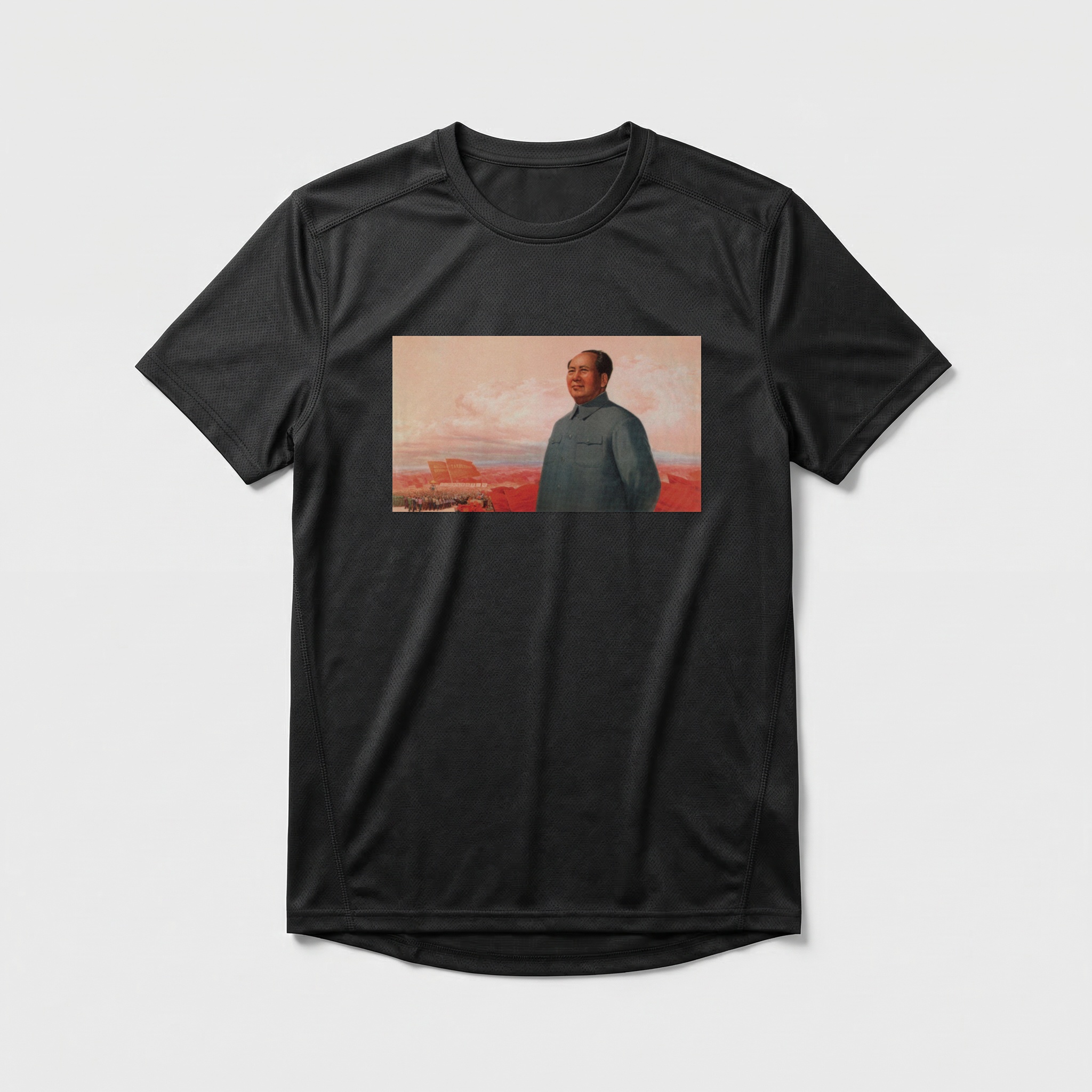 Camiseta_dry_fit_preto_que_isso_camarada_-_Siga_de_perto_o_grande_lider_Mao_e_avance_com_coragem | Siga de perto o grande líder Mao e avance com coragem