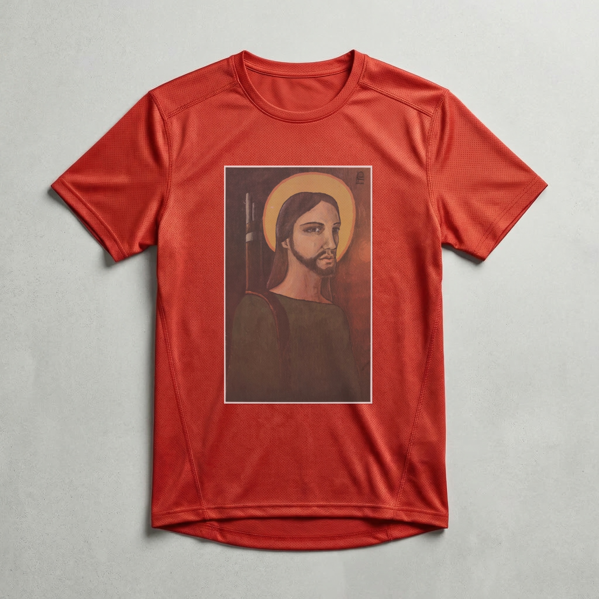 Camiseta_dry_fit_vermelho_que_isso_camarada_-_Cristo_revolucionario | Cristo revolucionário