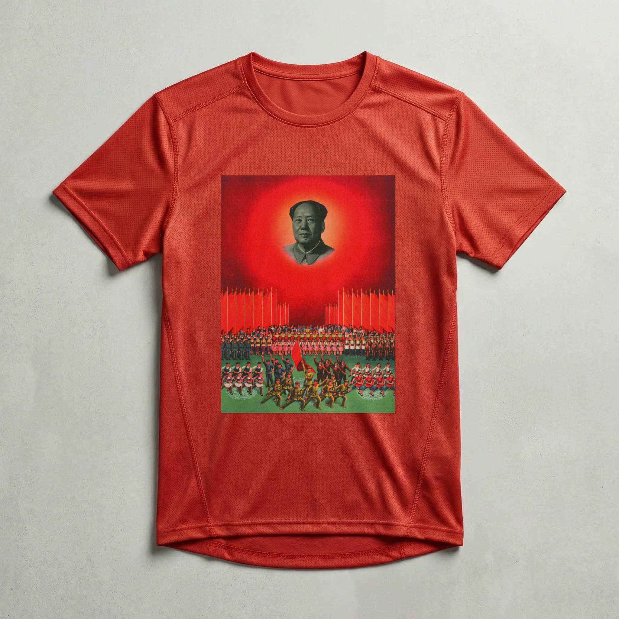 Camiseta_dry_fit_vermelho_que_isso_camarada_-_Mao_Zedong_e_o_sol_vermelho | Mao Zedong e o sol vermelho