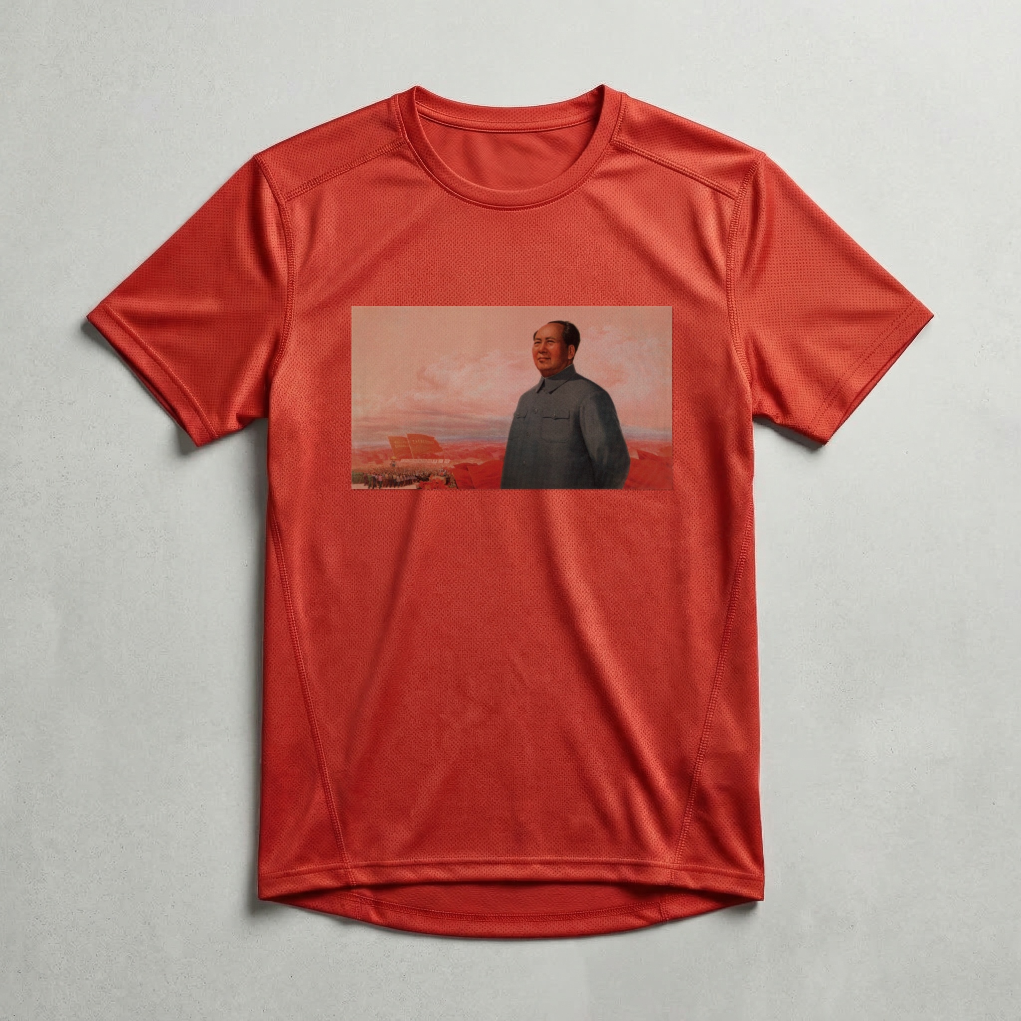 Camiseta_dry_fit_vermelho_que_isso_camarada_-_Siga_de_perto_o_grande_lider_Mao_e_avance_com_coragem | Siga de perto o grande líder Mao e avance com coragem