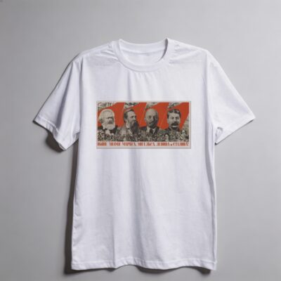 Camiseta_oversized_branco_que_isso_camarada_-_Erguei_a_bandeira_de_Marx_Engels_Lenin_e_Stalin | Erguei a bandeira de Marx, Engels, Lênin e Stálin