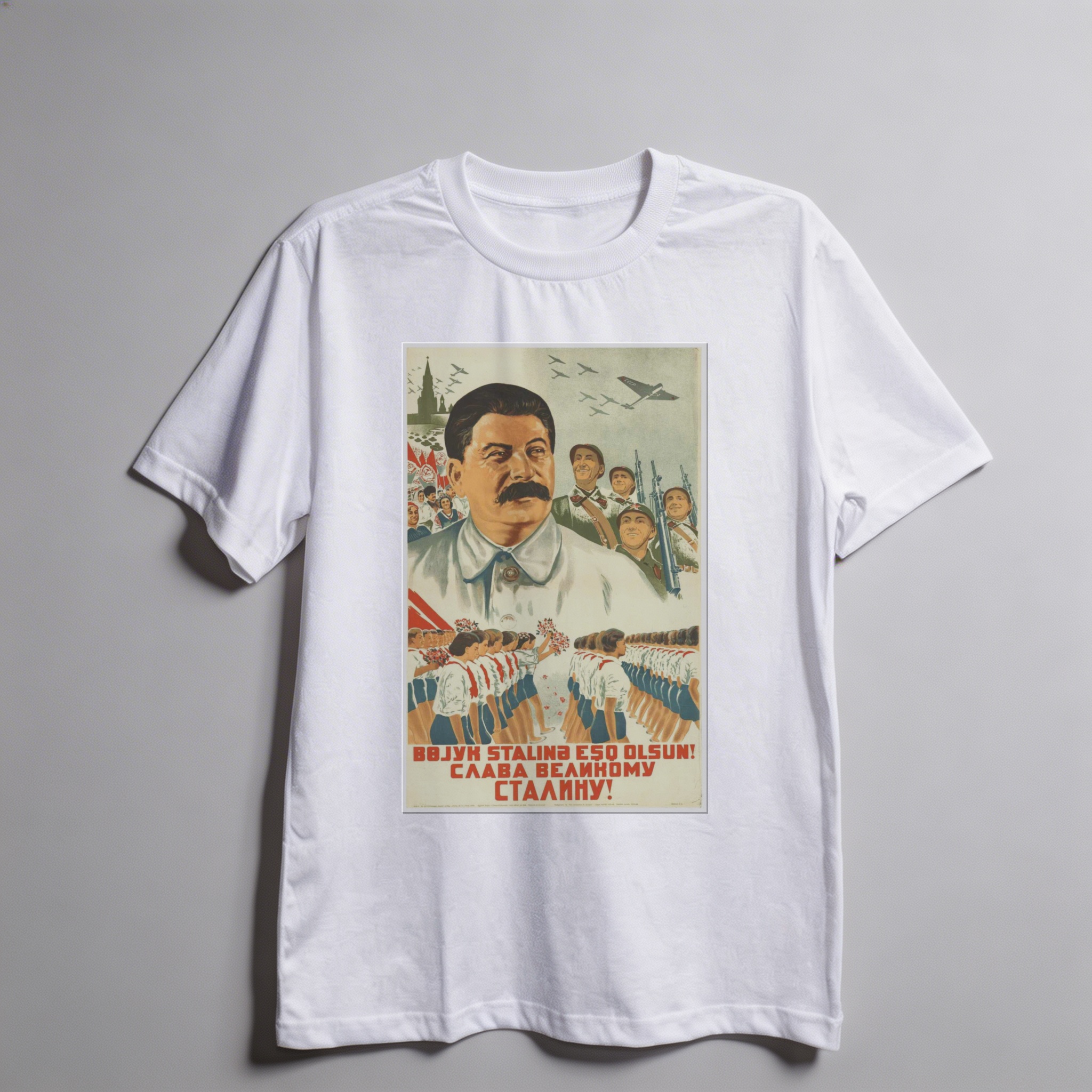 Camiseta_oversized_branco_que_isso_camarada_-_Gloria_ao_grande_Stalin | Glória ao grande Stalin