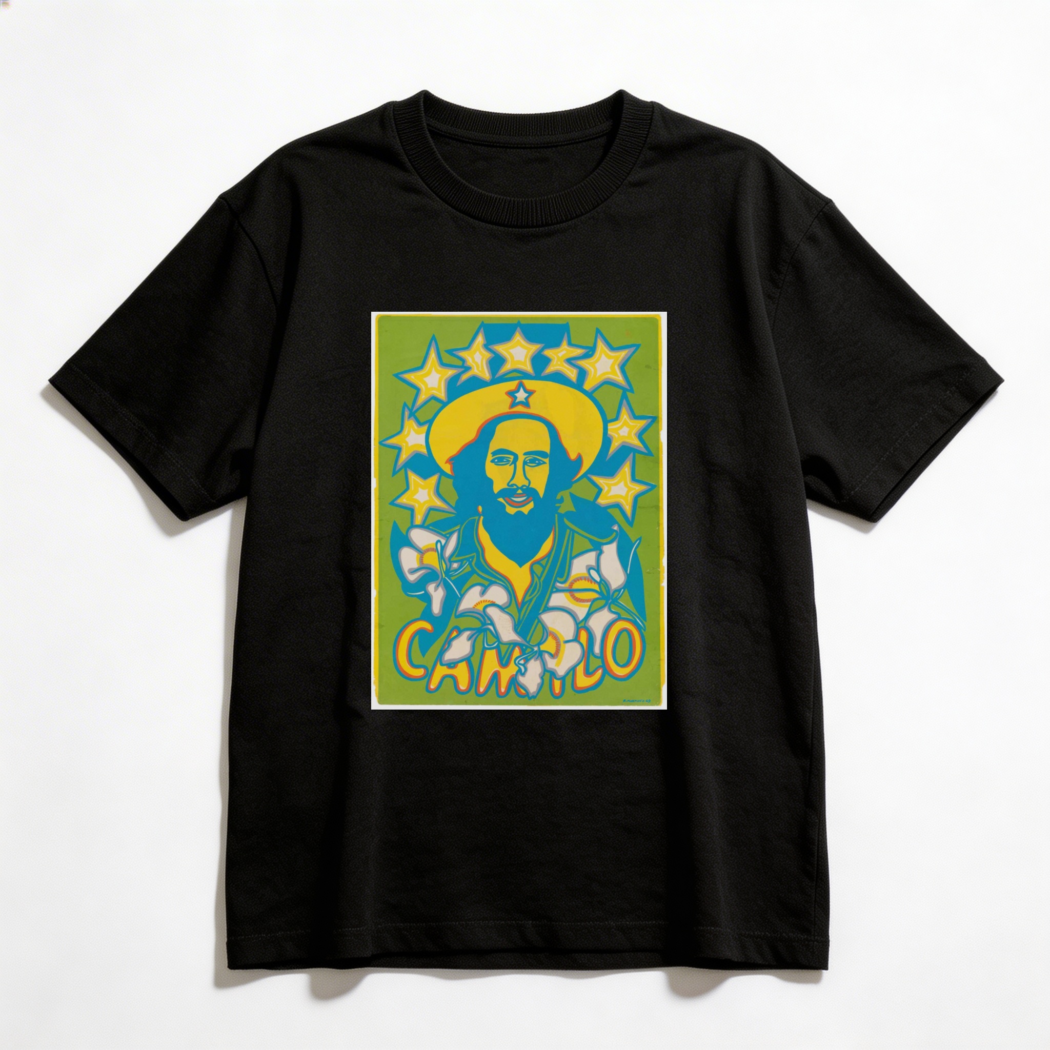 Camiseta_oversized_preto_que_isso_camarada_-_Camilo_Cienfuegos_pop_art | Camilo Cienfuegos pop art