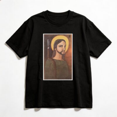Camiseta_oversized_preto_que_isso_camarada_-_Cristo_guerrilheiro_-_Alfredo_Rostgaard_1969 | Cristo guerrilheiro - Alfredo Rostgaard 1969
