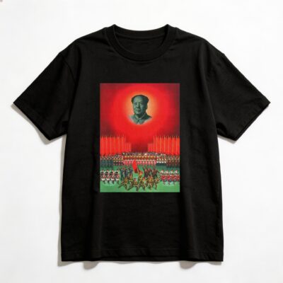 Camiseta_oversized_preto_que_isso_camarada_-_Mao_Zedong_e_o_sol_vermelho | Mao Zedong e o sol vermelho