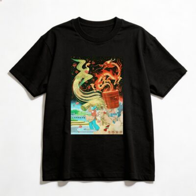 Camiseta_oversized_preto_que_isso_camarada_-_O_dragao_e_a_fenix_trazem_prosperidade | O dragão e a fênix trazem prosperidade