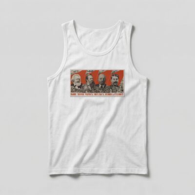 Camiseta_regata_branco_que_isso_camarada_-_Erguei_a_bandeira_de_Marx_Engels_Lenin_e_Stalin | Erguei a bandeira de Marx, Engels, Lênin e Stálin