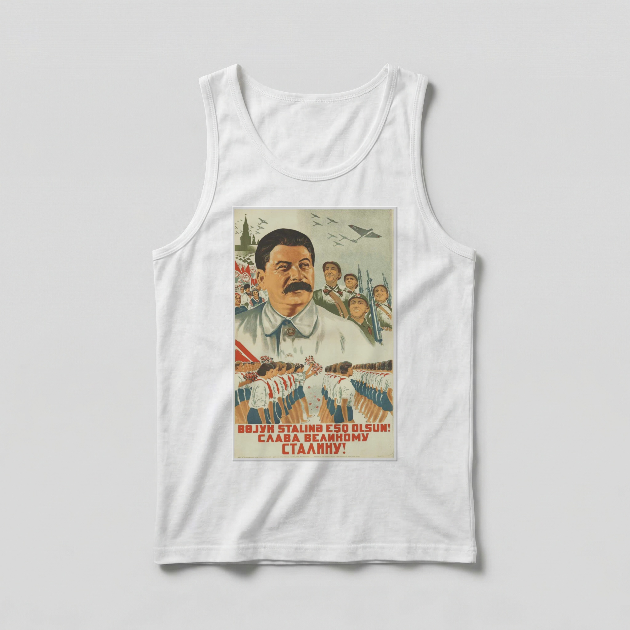 Camiseta_regata_branco_que_isso_camarada_-_Gloria_ao_grande_Stalin | Glória ao grande Stalin