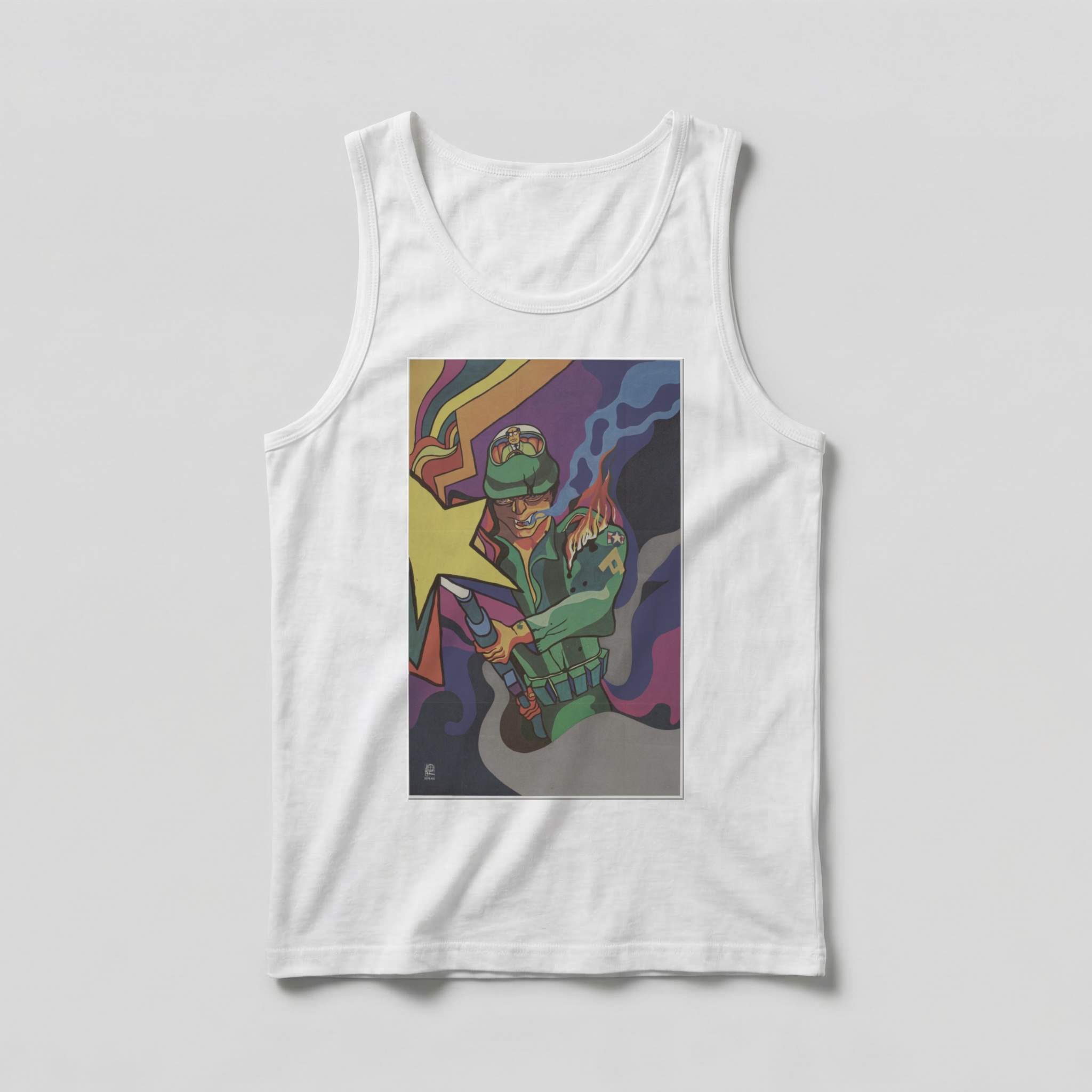 Camiseta_regata_branco_que_isso_camarada_-_Guerrilheiro_com_coquetel_Molotov | Guerrilheiro com coquetel Molotov