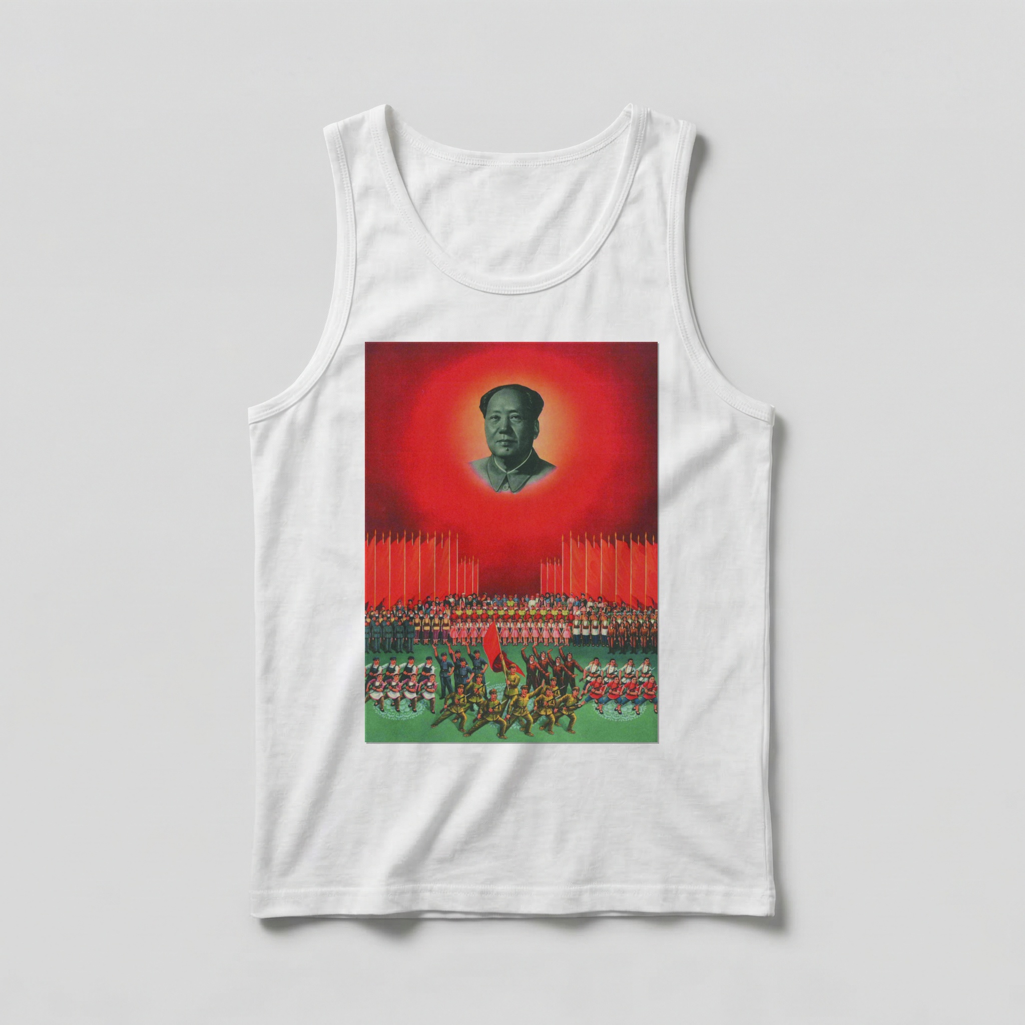 Camiseta_regata_branco_que_isso_camarada_-_Mao_Zedong_e_o_sol_vermelho | Mao Zedong e o sol vermelho