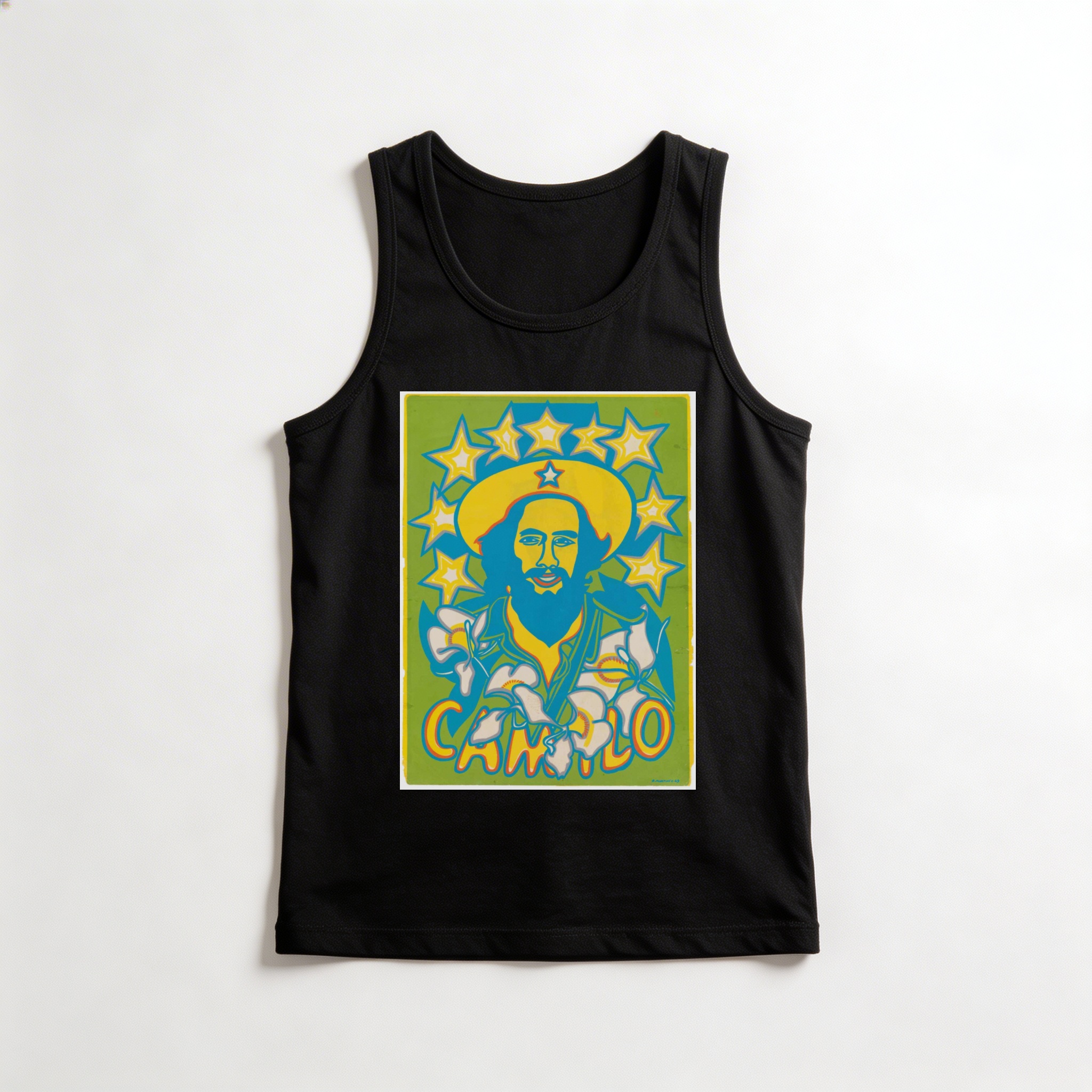 Camiseta_regata_preto_que_isso_camarada_-_Camilo_Cienfuegos_pop_art | Camilo Cienfuegos pop art