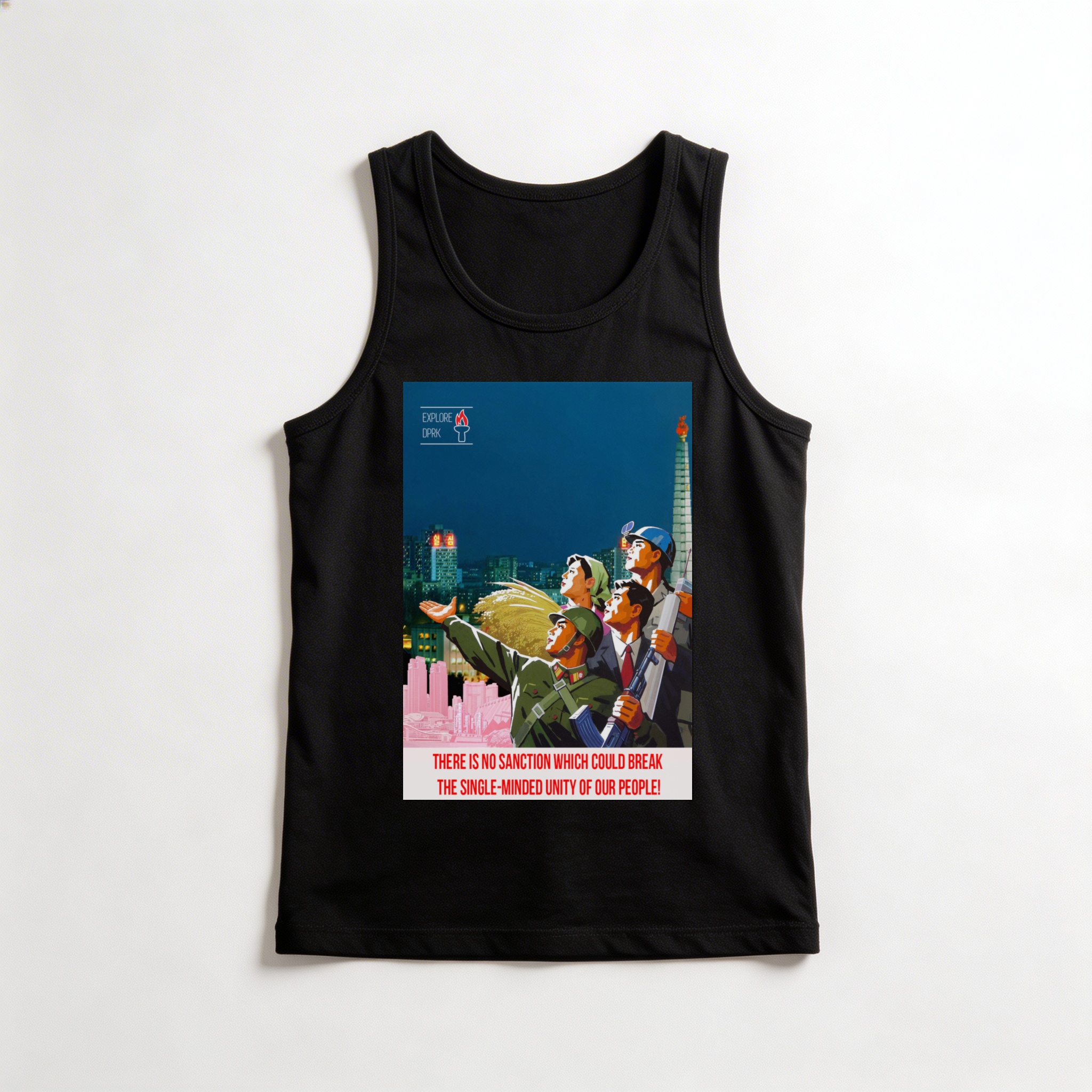 Camiseta_regata_preto_que_isso_camarada_-_Nenhuma_sancao_quebrara_a_unidade_do_nosso_povo | Nenhuma sanção quebrará a unidade do nosso povo