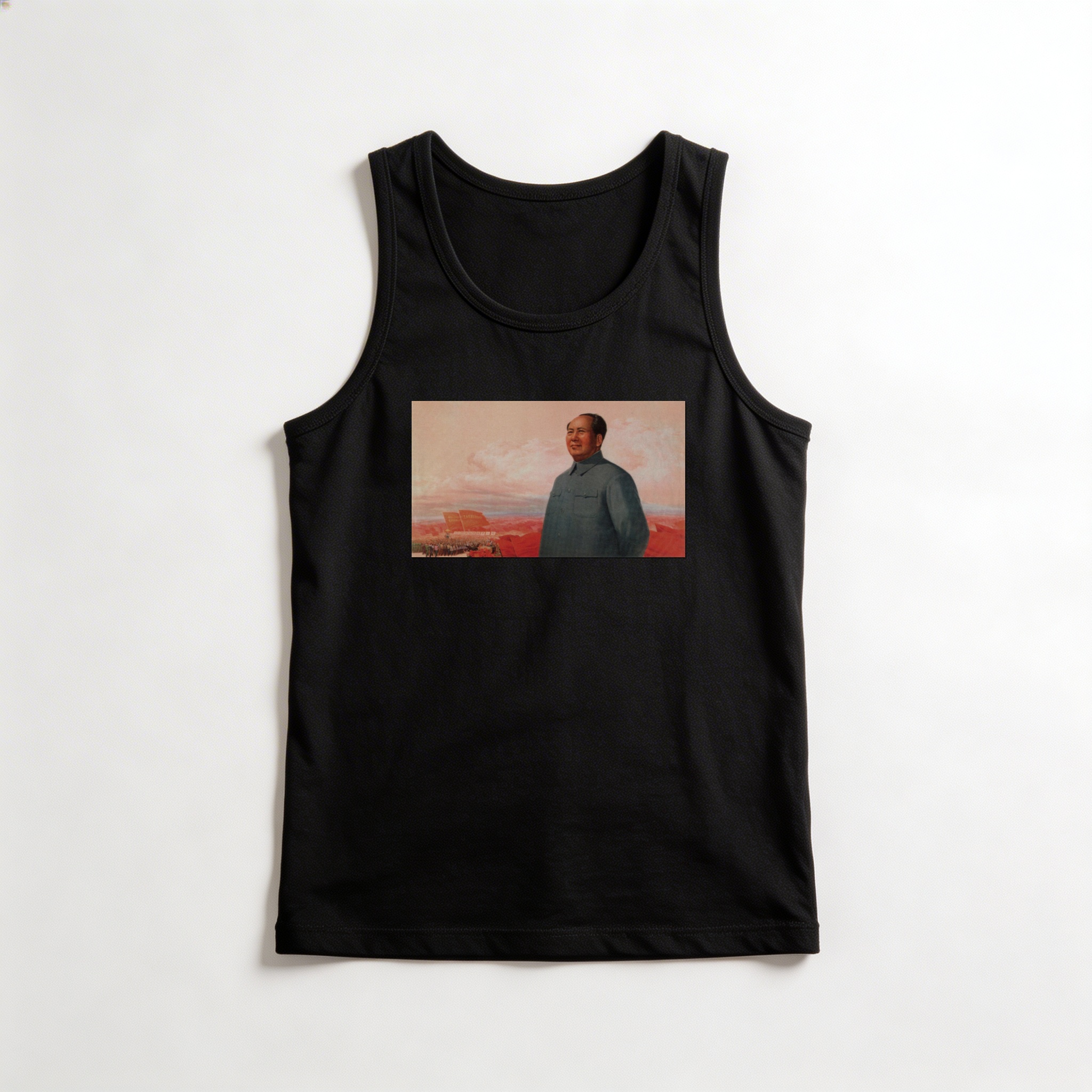 Camiseta_regata_preto_que_isso_camarada_-_Siga_de_perto_o_grande_lider_Mao_e_avance_com_coragem | Siga de perto o grande líder Mao e avance com coragem