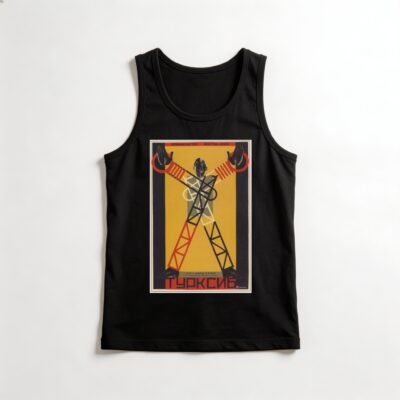 Camiseta_regata_preto_que_isso_camarada_-_Turksib_-_cartaz_construtivista_de_cinema_1929 | Turksib - cartaz construtivista de cinema 1929