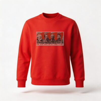 Moletom_careca_vermelho_que_isso_camarada_-_Erguei_a_bandeira_de_Marx_Engels_Lenin_e_Stalin | Erguei a bandeira de Marx, Engels, Lênin e Stálin