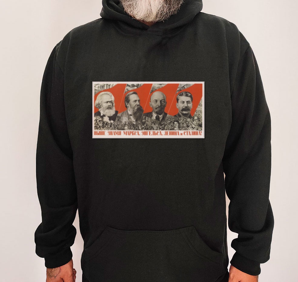 Moletom_preto_que_isso_camarada_-_Erguei_a_bandeira_de_Marx_Engels_Lenin_e_Stalin | Erguei a bandeira de Marx, Engels, Lênin e Stálin