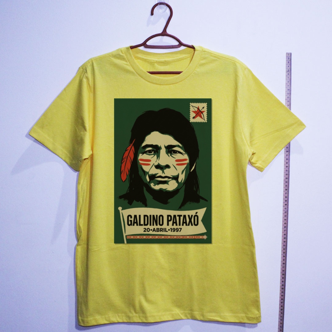 Camiseta_algodao_amarelo_que_isso_camarada_-_Galdino_Pataxo | Galdino Pataxo