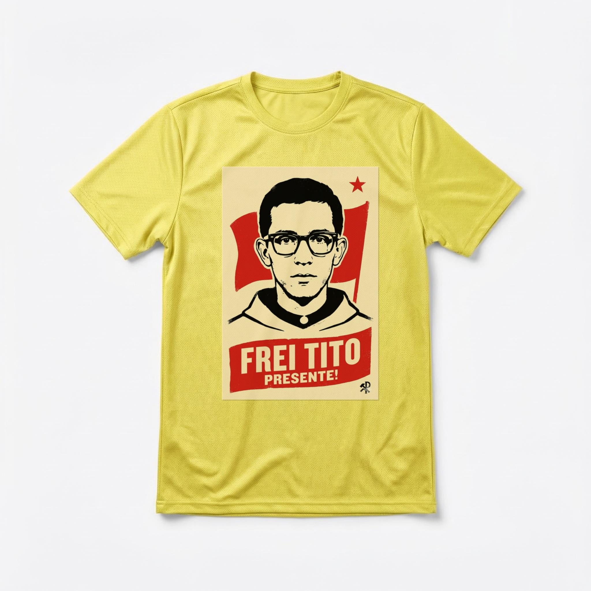 Camiseta_dry_fit_amarelo_que_isso_camarada_-_Frei_Tito | Frei Tito