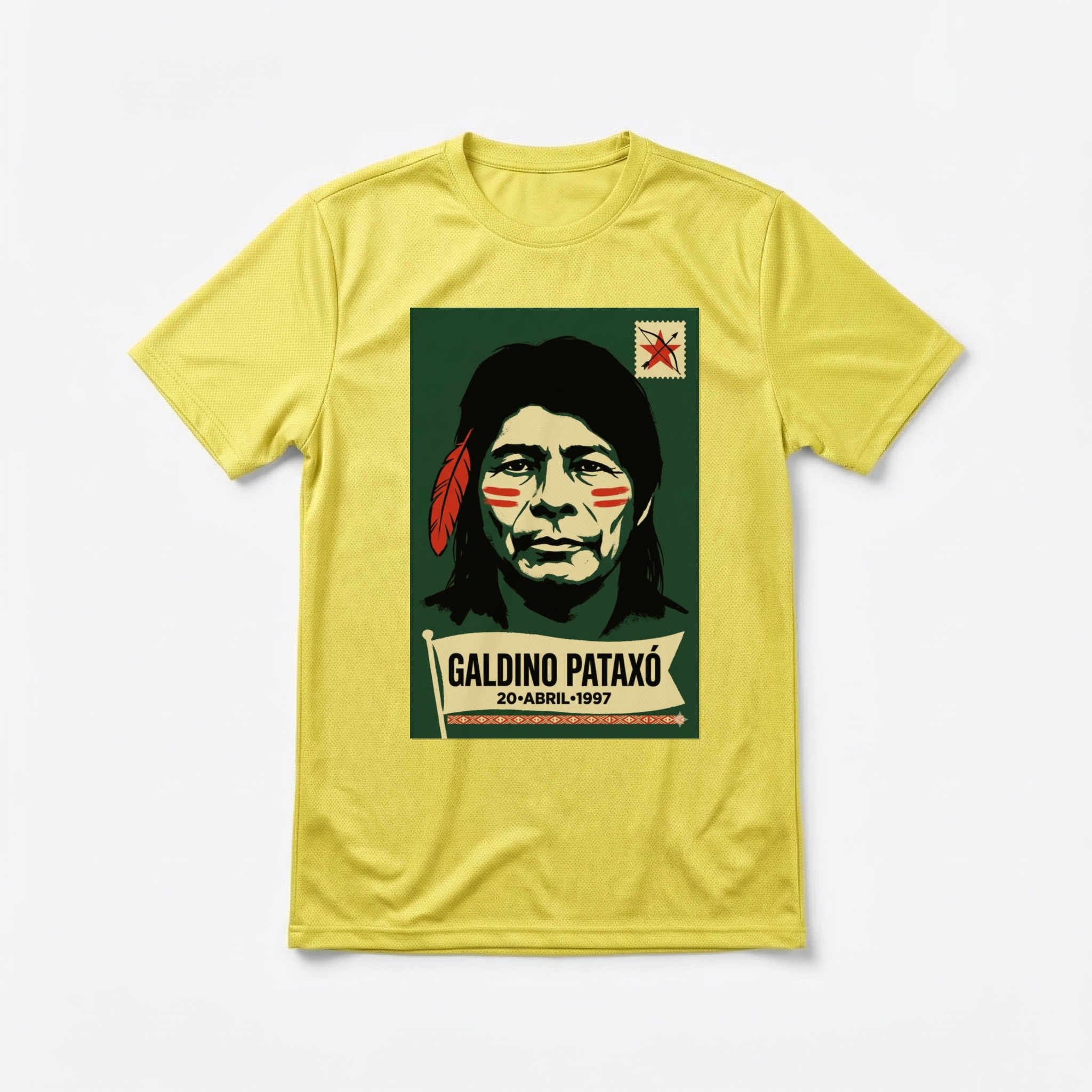 Camiseta_dry_fit_amarelo_que_isso_camarada_-_Galdino_Pataxo | Galdino Pataxo