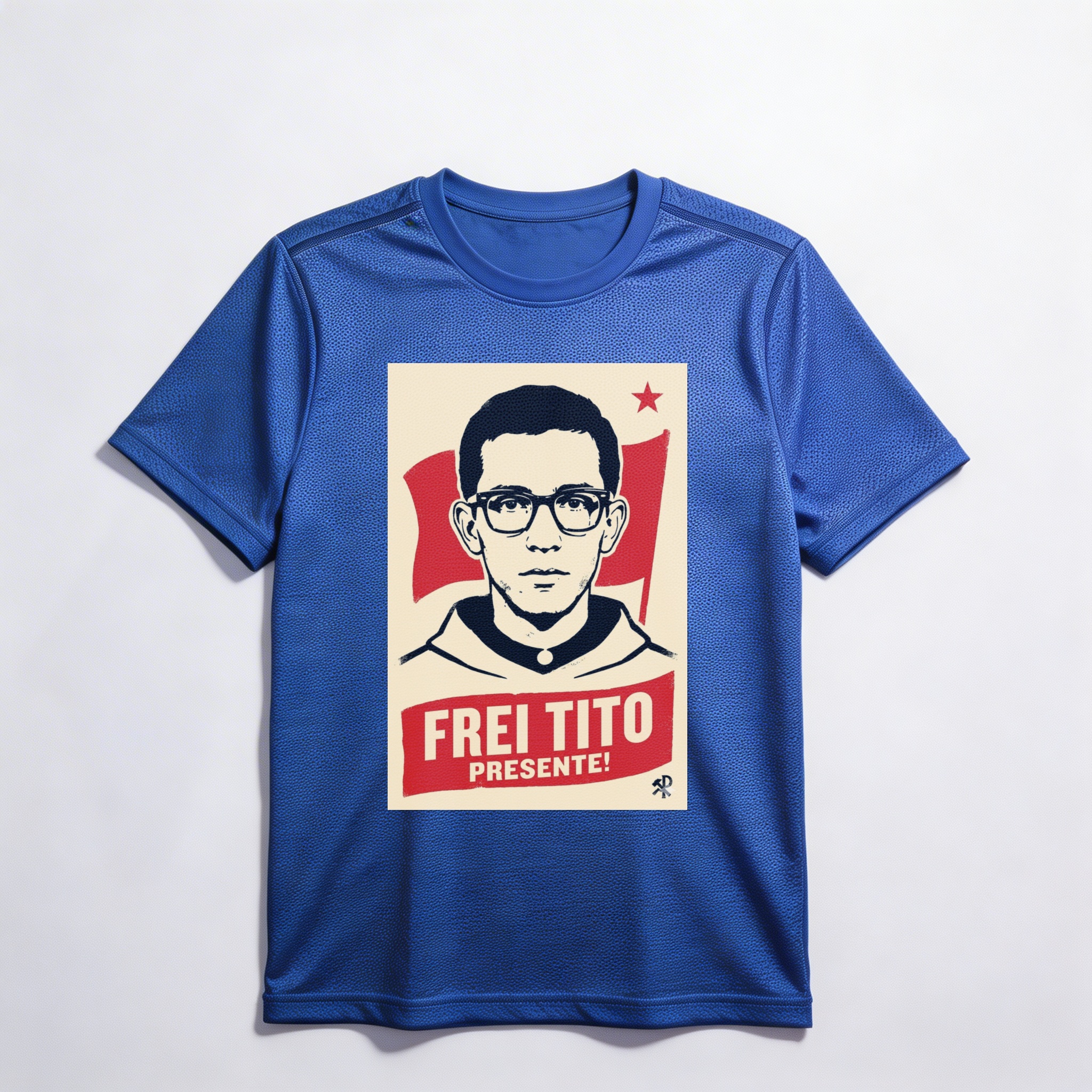 Camiseta_dry_fit_azul_que_isso_camarada_-_Frei_Tito | Frei Tito