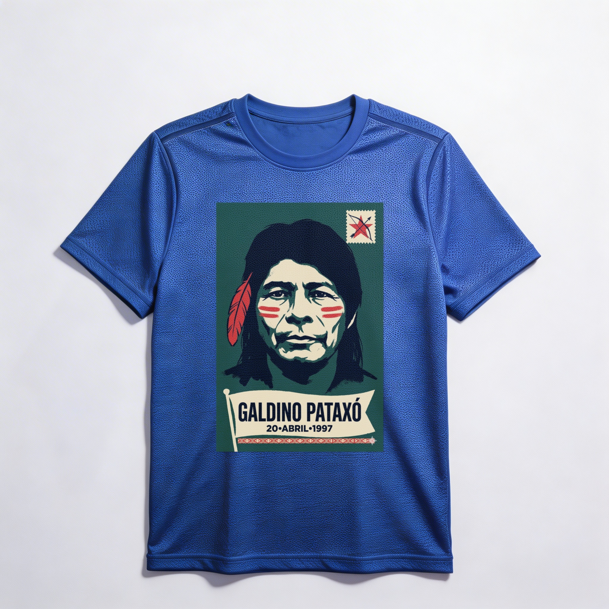 Camiseta_dry_fit_azul_que_isso_camarada_-_Galdino_Pataxo | Galdino Pataxo