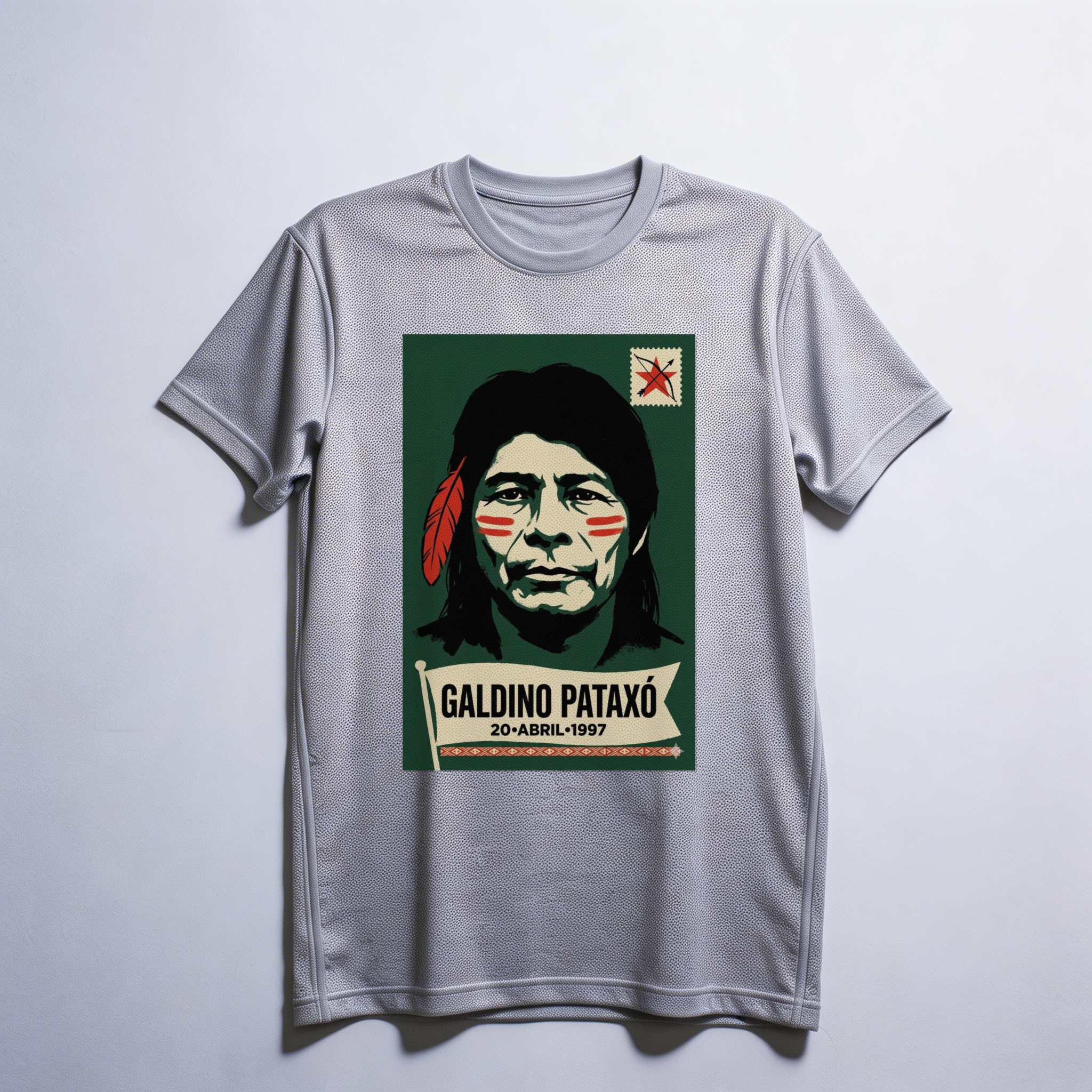 Camiseta_dry_fit_cinza_claro_que_isso_camarada_-_Galdino_Pataxo | Galdino Pataxo